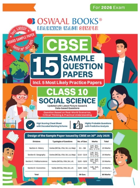 Oswal Books - CBSE 15 Sample Question Papers Class 10 Social Science for 2026 exams
